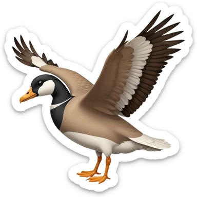 wild goose in flight, with black neck, black feet, black beak, brown wings sticker
