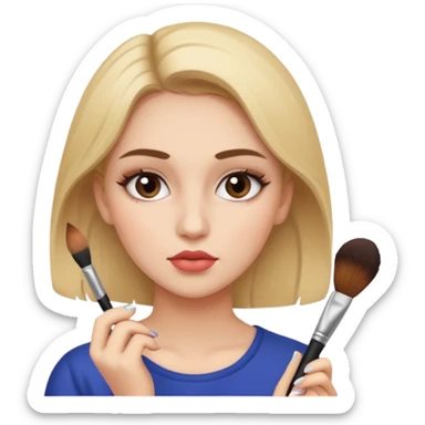 girl applying makeup sticker