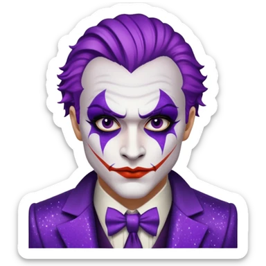 Glitter Purple and White Joker Gangster sticker