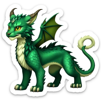 Dark-Green Dragon-type Fakémon-Lynx full body sticker