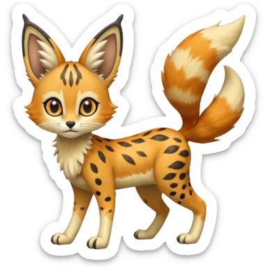 Big-eared big-eyed cute realistic animalistic feral digitigrade 4-legged anime-styled Meloetta-Trico-Vernid-Sergal-Serval-hybrid-fusion-creature-animal, full body sticker