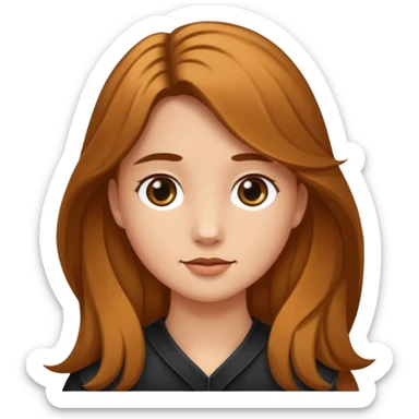 Ein braunhaariges Mädchen mit langen glatten Haaren und sitzend auf einem Braunen Pferd mit schwarzer Mähne ohne Abbzeichen sticker