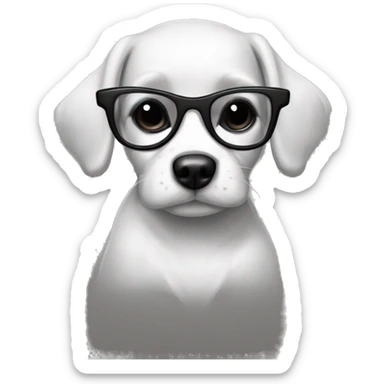 medium-black-and-white-dog-face-with-black-eyes-and-black-glasses-and-polkadot-black-white-bow-sketch sticker