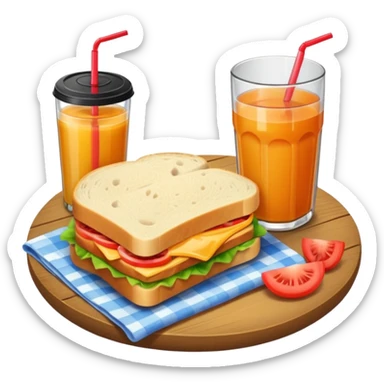 picnic with sandwiche and juice sticker