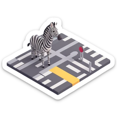 3D style zebra crossing, realistic shadows, perspective sticker