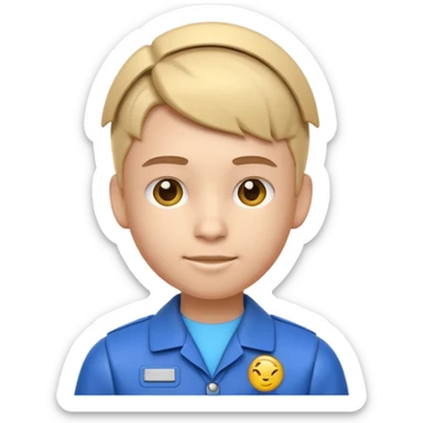 A 3D emoji with a Pixar style that the depicts a person who is learning to become a mechatronic as his highchool extended profile. He is a young boy in a highschool age. sticker