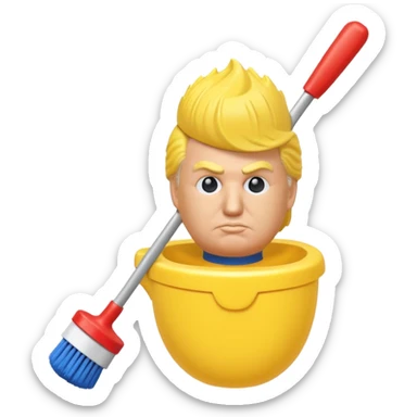 a toilet brush in the shape of donald trump sticker