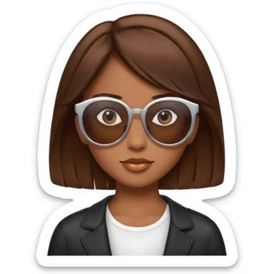 A bay girl wiht Brown Hair and a sunn Glases sticker