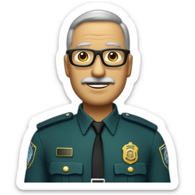 policía español de 61 años, calvo con gafas verdes sticker
