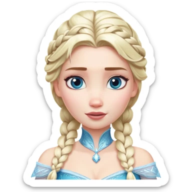 Elsa from Frozen with blonde braid, ice queen, chest up portrait sticker