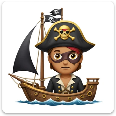 pirate with eye sailing a ship in strom sea background sticker
