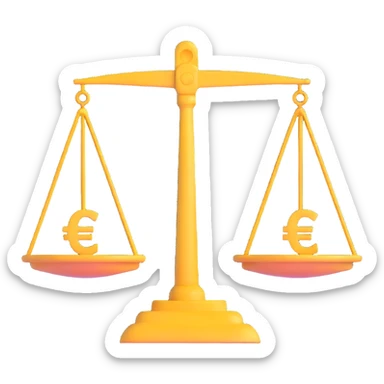 balance scale with euro symbols in both plates sticker