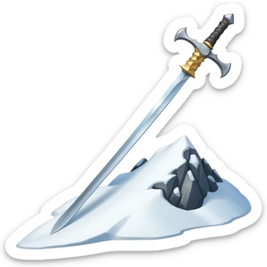 sharp sword in snow hill sticker