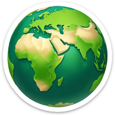 Earth globe with green continents forming a highly stylized, artistic version of the number 812, with exaggerated curves and shapes, iOS emoji style sticker