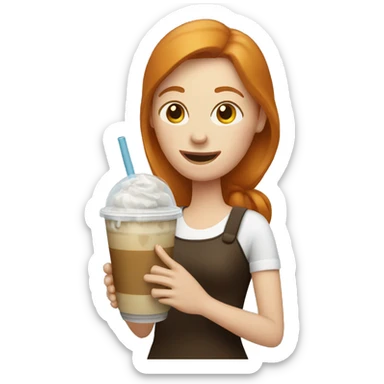 Ginger woman holding iced coffee  sticker