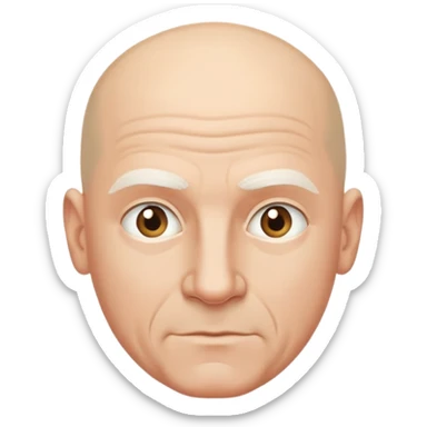 A white bald man with some hair on each side of his head, middle aged. sticker