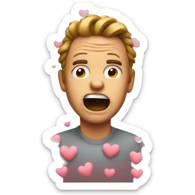 Mad face emoji with hearts around sticker