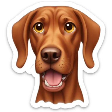 dog vizsla angry with teeth and with furrowed brows sticker