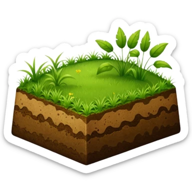 A slice of land. grass on top, dirt on the lower half. sticker