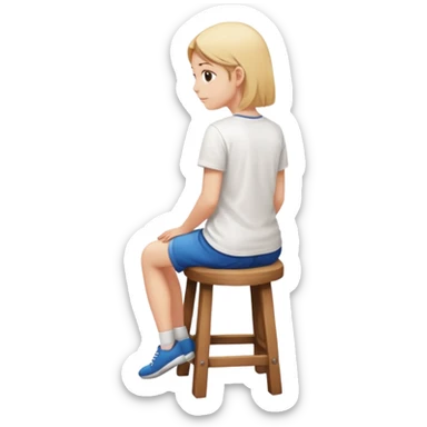 a person sitting on stool backs turned sticker