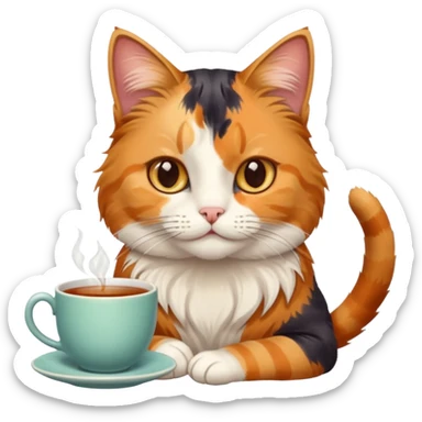 Çay içen kedi sticker