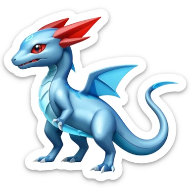Shiny Futuristic Salamence-Salandit-Glaceon-Fakémon-hybrid-creature (full body)  sticker