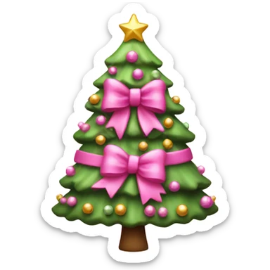 pink christmas tree with bows sticker