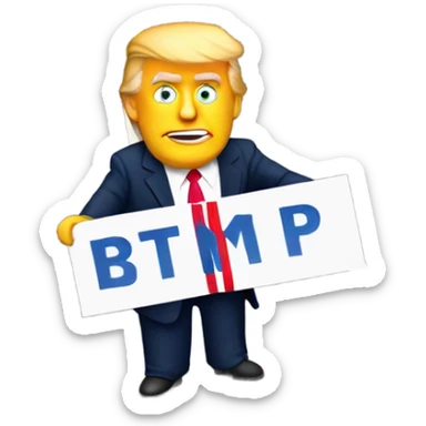 Donald trump holding for in the middle of a road sticker