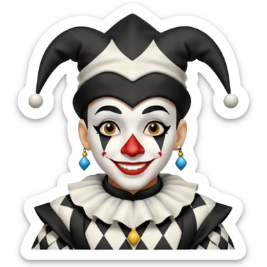 make a black and white jester with white makeup sticker