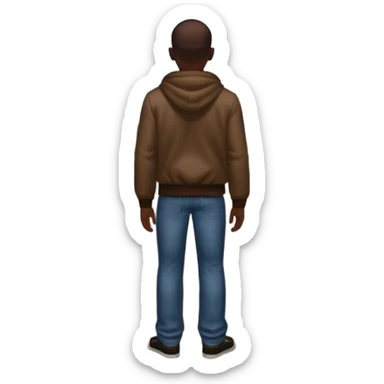emoji inspired by the 'shit here we go again' meme from GTA, character CJ from behind, recognizable, urban atmosphere, full text 'ah shit, here we go again' visible sticker