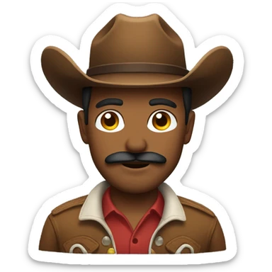 brown cowboy with moustache  sticker