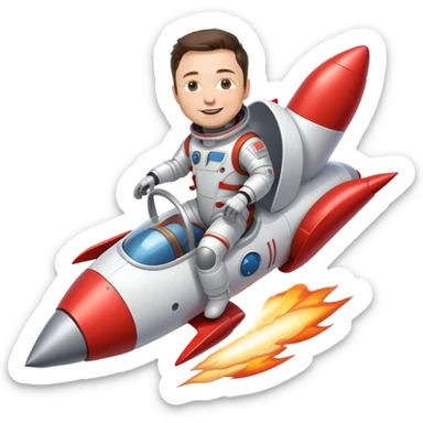 Elon musk riding a mini rocket sticker