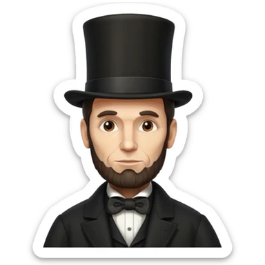 Illustrate Abraham Lincoln with tall hat, beard & classic black coat sticker
