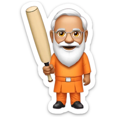 Narendra modi with cricket bat sticker