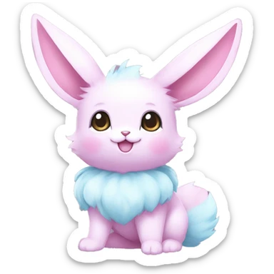 Kawaii Pastel Cotton-Candy-Colored Eeveelution-Cute-Bunny-Pokémon-fusion full body sticker