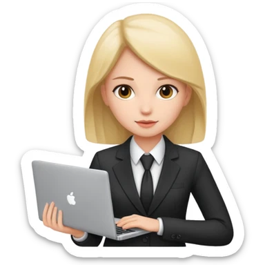 a girl with a laptop in the office sticker
