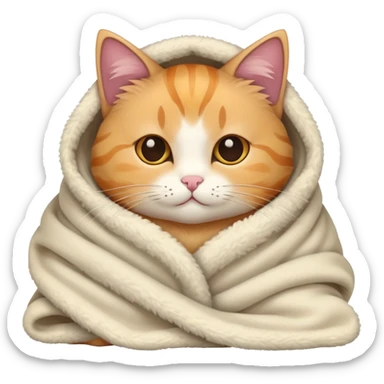 cat cozy in blanket sticker