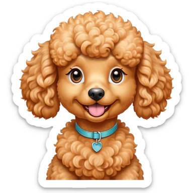 Cinematic Comical Apricot Poodle Portrait Emoji, Head tilted dramatically with an exaggeratedly amused expression, featuring a glossy, curly apricot Fur with a vibrant sheen, wide, expressive warm eyes filled with playful disbelief, Simplified yet hilariously expressive features, highly detailed, glowing with a slightly sassy glow, high shine, dramatic yet playful, stylized with an air of cheeky mischief, bright and endearing, soft glowing outline, capturing the essence of a spirited and over-the-top companion, so meme-worthy it feels like it could side-eye its way into internet fame instantly! sticker