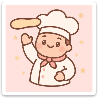 smiling Italian chef spinning pizza dough sticker