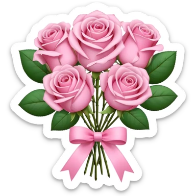 pink rose bouquet with pink ribbons  sticker