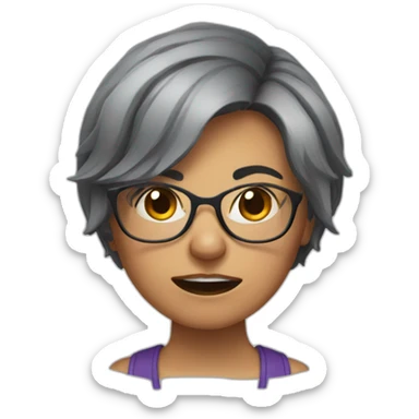 A short haired lesbian with glasses angry and fumes out her ears sticker