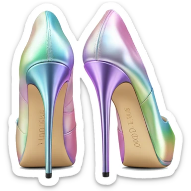 Realistic isolated top view of a pair of pastel  iridescent Jimmy Choo stiletto high heel shoes.  sticker