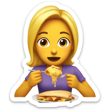 Chica comiendo sticker
