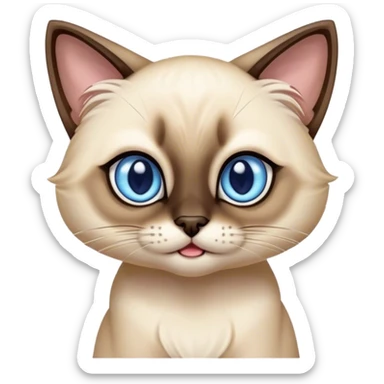Cinematic Comical Siamese Cat Portrait Emoji, Head tilted dramatically with an exaggeratedly shocked or offended expression, sleek cream-colored fur with dark points on the ears, face, paws, and tail, wide piercing sapphire-blue eyes filled with exaggerated disbelief, Simplified yet hilariously expressive features, highly detailed, glowing with a slightly sassy glow, high shine, dramatic yet playful, stylized with an air of attitude, bright and endearing, soft glowing outline, capturing the essence of a sassy and over-the-top feline, so meme-worthy it feels like it could side-eye its way into internet fame instantly! sticker
