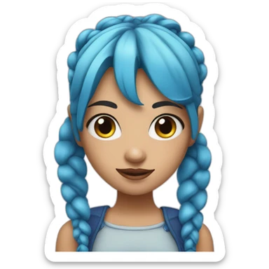 A singer girl with blue hair and pigtails sticker