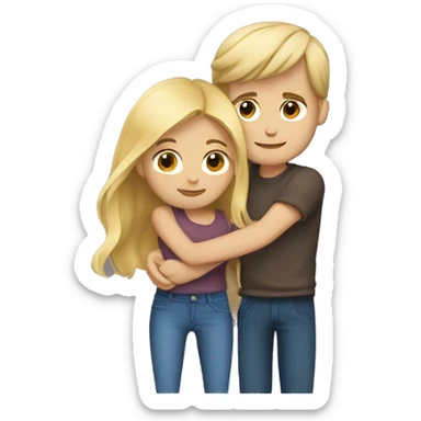 Blonde girl hugging her boyfriend with brown hair sticker
