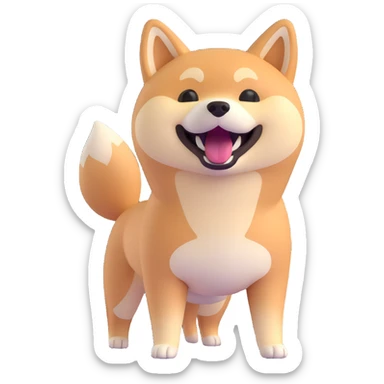 shiba inu standing, laughing sticker