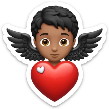black cupid heart sticker