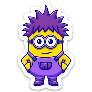 purple minion with spiky hair sticker