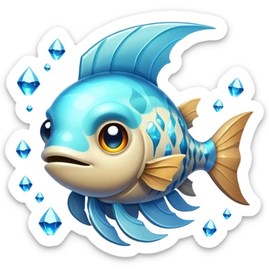 Design a unique elemental sandstone guardian that combines the crystalline rock golem's defensive fortitude with the spectral water serpent's fluid grace, perhaps creating a being with a segmented stone core that flows like water and channels ghostly aquatic energy through embedded gems. glowing like the abyss fish sticker